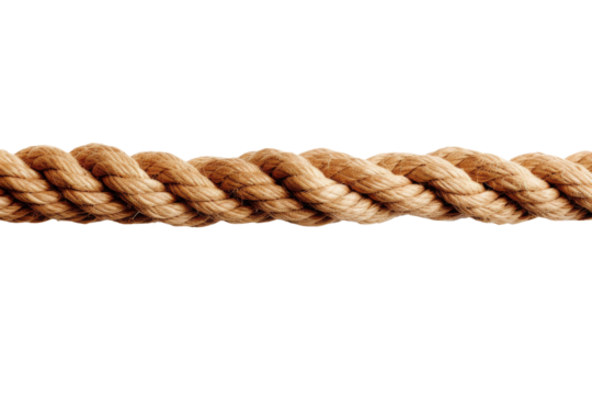 Elegantly Coiled: A Close-Up of a Rope on a White Background. On White or PNG Transparent Background.