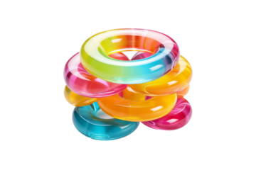 Vibrant Rainbow Tower: A Stack of Colorful Rings. On White or PNG Transparent Background.