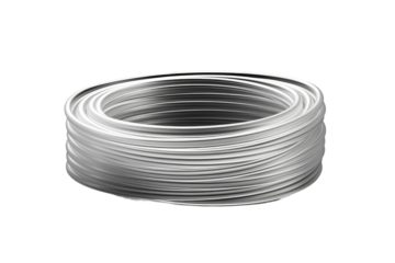 Elegant Silver Spiral: Minimalist Wire Sculpture. On White or PNG Transparent Background.