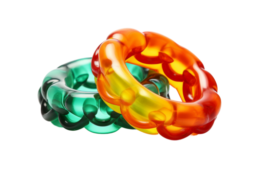 Twirling in Unity: A Delicate Dance of Intertwined Rings. On White or PNG Transparent Background.