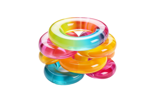 Vibrant Rainbow Tower: A Stack of Colorful Rings. On White or PNG Transparent Background. - Powered by Adobe