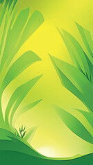 Vertical vector illustration of a green background with grass and vegetation