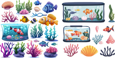 Fototapeta na wymiar Illustration of aquarium animal water and decoration