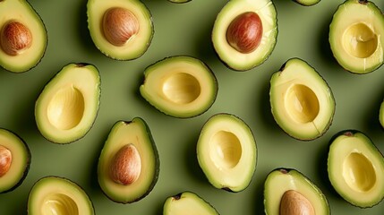 A Pattern of Fresh Halved Avocados
