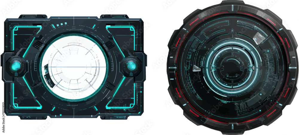 Poster target border ui, futuristic digital aim panel, modern tech viewfinder