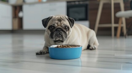 A Pug Waiting for Mealtime