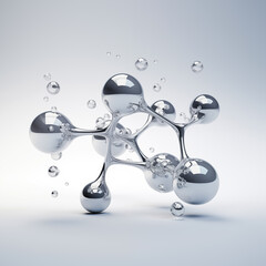 3D Molecule on gray background