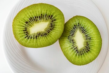 Kiwi slices on a white background