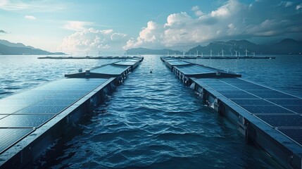 Obraz premium Renewable energy microgrid powering a community off the grid