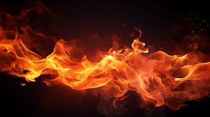 Fototapeta premium Fire flames on black background