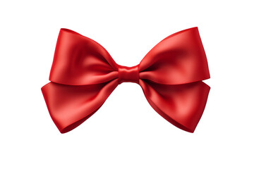 Elegant Red Bow Adorning a Pure White Canvas. On White or PNG Transparent Background.