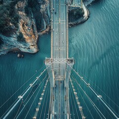 Capture the intricate details of bridges from a birds eye view, highlighting the structural beauty and design finesse Show the engineering marvels in a close-up shot that mesmerizes the viewer - obrazy, fototapety, plakaty