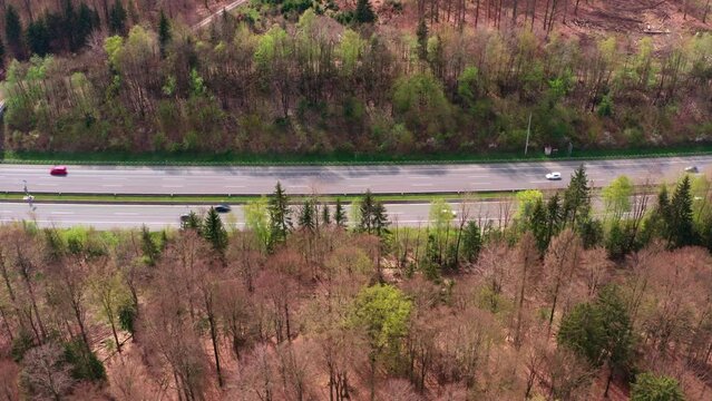 a busy german highway from above 4k 25fps video