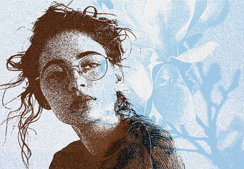 Effect Photography Double Exposure Grain Generated with Ai - obrazy, fototapety, plakaty