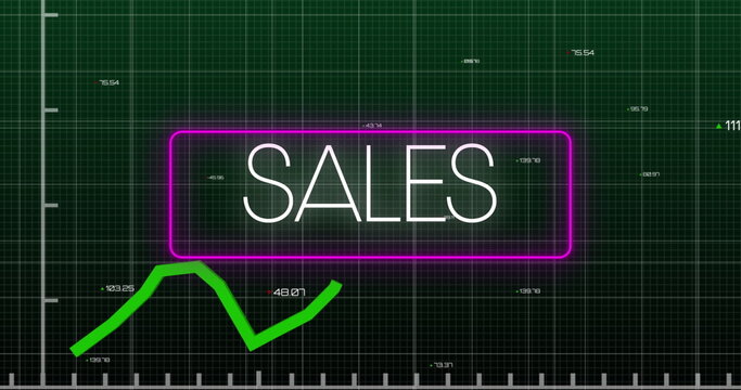 A digitally generated image of a green statistic line increasing and decreasing on a digital display