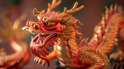 Fototapeta premium An illustration of a glossy dragon without scales suitable for the Year of the Dragon or to symbolize good fortune.