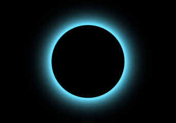 Eclipse solar azul . Anillo blanco difufinado formado por el eclipse solar - obrazy, fototapety, plakaty