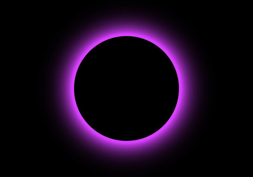 Eclipse solar morado o violeta . Anillo blanco difufinado formado por el eclipse solar