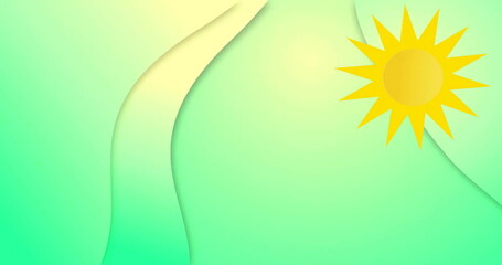 Obraz premium Image of yellow sun over green background