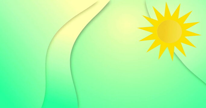 Image of yellow sun over green background