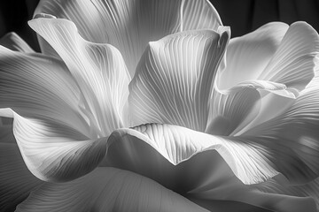 Delicate and ethereal beauty of flower petals through exquisite lighting and contrast, AI-generated.