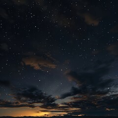 Fototapeta na wymiar Night Sky With Stars and Clouds