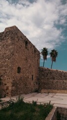 Vertical closeup shot of the Citadel of Raymond de Saint-Gilles in Lebanon