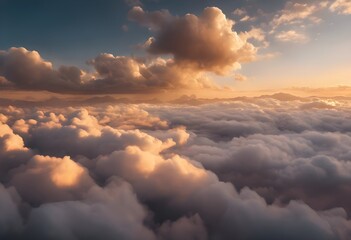 a view of the sky above the clouds at sunset from a plane