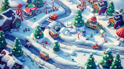 Snowy Xmas mobile videogame app interface assets with landscape design for Christmas game. Merry Xmas snowy mobile videogame app interface assets with landscape design for Christmas game.