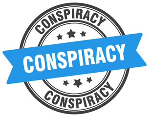 conspiracy stamp. conspiracy label on transparent background. round sign