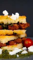 Sandwiches with meat and tomato