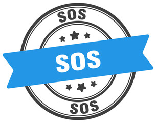 sos stamp. sos label on transparent background. round sign