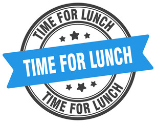 time for lunch stamp. time for lunch label on transparent background. round sign