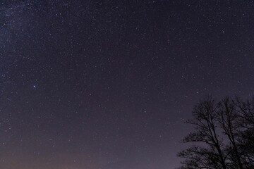 Scenic view of a night sky astrophotography from High Knob Overlook in Hillsgrove, Pennsylvania