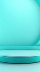 Cyan background, gradient cyan wall, abstract banner, studio room. Background for product display with copy space