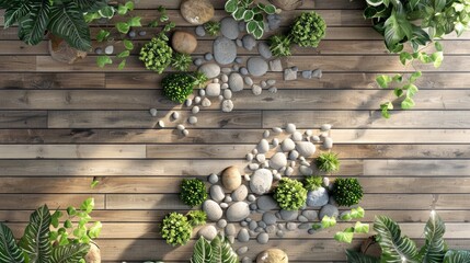 Zen Garden Design with Pebbles and Wooden Deck