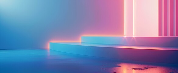 on a blue gradient background, several small beams with clear edges, located in the upper corner of the composition, minimalist style. Presentation, product promotion wallpaper. generative AI