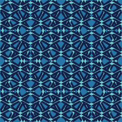 Seamless geometric pattern with stripes, lines. Tribal geometric ornament. Blue geometrical vector background.