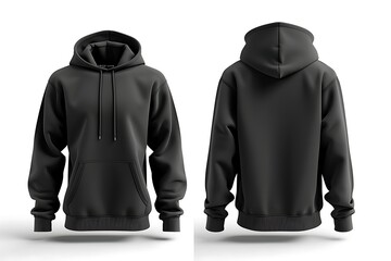 a sleek and cozy hoodie in a classic black color, featuring a comfortable and roomy fit. - obrazy, fototapety, plakaty