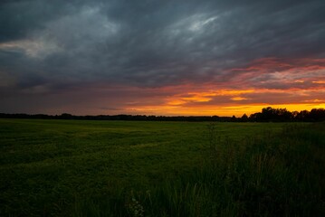 View of a sunset in the field