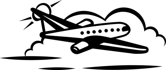 Scribbled Skies Whimsical Airplane Symbol Sketchy Soar Hand drawn Aircraft Logo