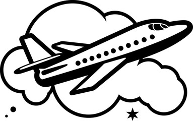 Airplane Artistry Doodled Air Travel Emblem Jetset Sketch Whimsical Aviation Design