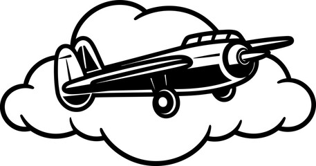 Sky Sketch Doodled Airplane Illustration Airborne Art Whimsical Aircraft Logo