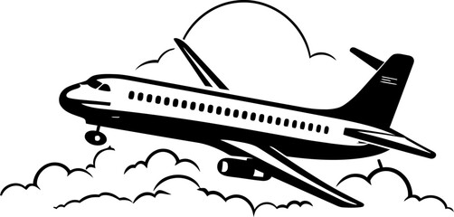 Flying Scribble Sketchy Plane Icon Sky Sketch Doodled Air Travel Emblem