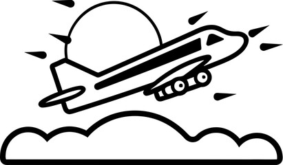 Flying Scribble Sketchy Plane Logo Sky Sketch Doodled Aircraft Icon
