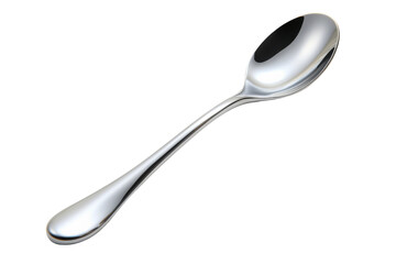 Monochrome Elegance: Black-Handled Spoon Resting on White. On White or PNG Transparent Background.