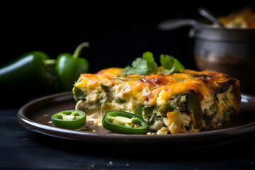 Chile Relleno Casserole, Flavorful and cheesy casserole with roasted poblano pepper