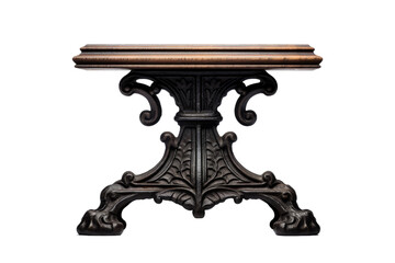 Elegance Unveiled: Wooden Table With Marble Top on White. On White or PNG Transparent Background.