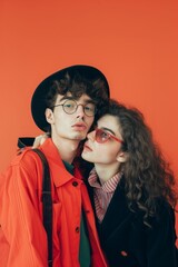 AI generated illustration of a beautiful fashionable couple posing together