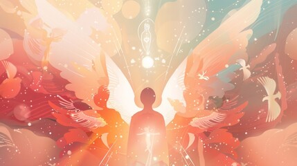 Person Embracing Angelic Guidance and Celestial Peace